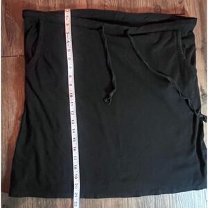 Women’s Black Pull-On Drawstring Skirt Casual Stretch Midi Knee Length